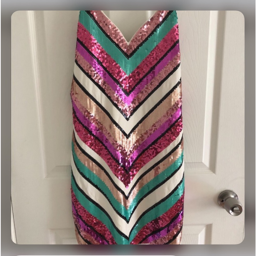 EXPRESS Sequin Chevron Striped Mini Dress NWOT